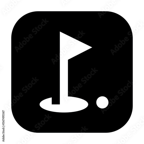 Golf ball on tee icon for sports or outdoor recreation.