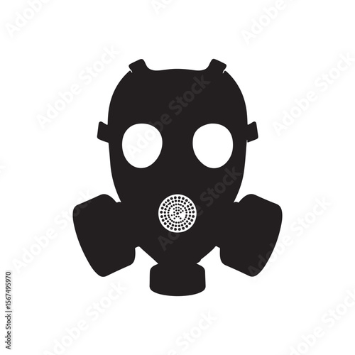 Gas mask vector silhouette on white background. Gas mask icon sign vector illustration design.
