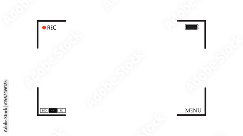 Camera Frame Viewfinder Overlay on Black Background. Vector