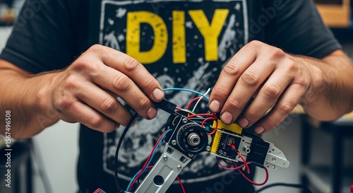 Person Precision DIY Robot Arm with Intricate Wiring