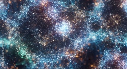 Abstract Network Connections Luminous Data Visualization with copy space