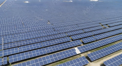 Vast Solar Farm Modern Green Energy with copy space