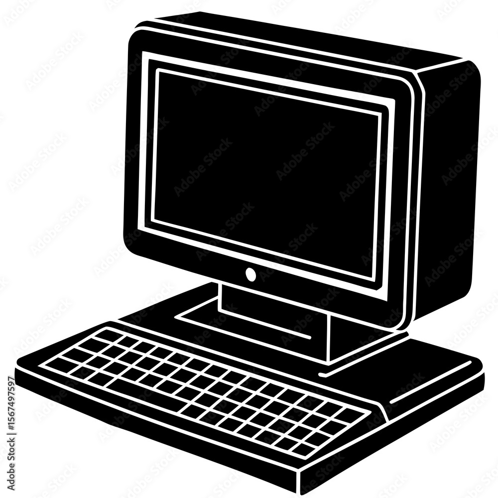 Fototapeta premium Desktop Computer Electronic Device Icon Minimalist Vector AI Graphic for Digital and Web Design