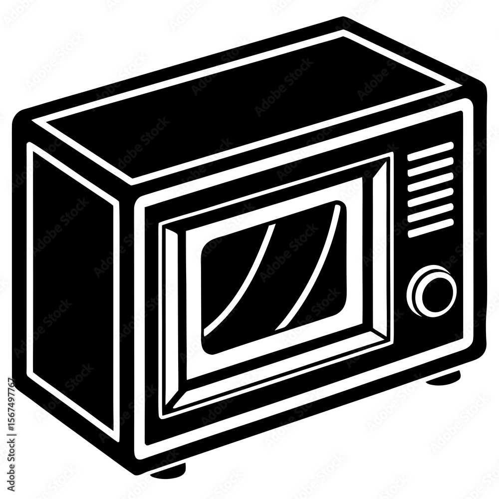 Fototapeta premium Microwave Oven Electronic Device Icon Minimalist Vector AI Graphic for Digital and Web Design