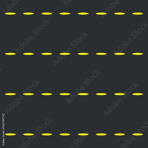 Dotted Yellow Lines on Black - High-Contrast Stroke Set for UI, Night Mode & Sports Graphics (Vector)