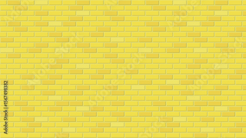 Yellow Grunge, empty background brick wall side view. Funny vector block stone for texture banner or wallpaper. Urban sign. Building brick pattern, seamless. Background for home or office. Brickwall.