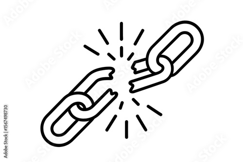 Broken chain link symbolizing separation and disruption in a digital design context
