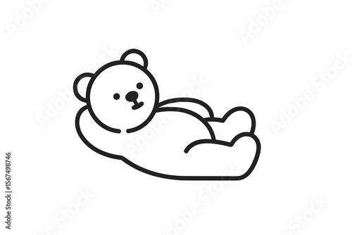 Cute bear lounging comfortably in a relaxed pose, showcasing a minimalist design style