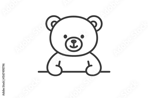 Cute teddy bear illustration with simple lines and appealing features in a minimalist style suitable for various designs and artworks