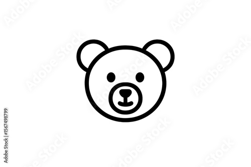 Cute bear face illustration showcasing simple, bold lines and minimalistic design