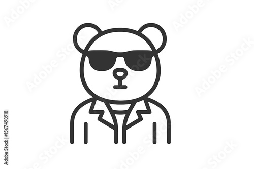 Cool bear character in sunglasses and jacket conveys a trendy vibe in a minimalist design