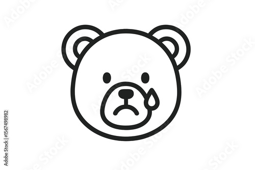 Sad bear face illustration featuring a single tear representing emotions of loss and longing in a minimalist art style
