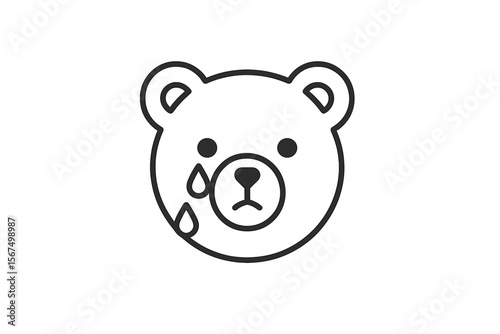 Bear face illustration with a tear, expressing emotion and sadness in a minimalist style
