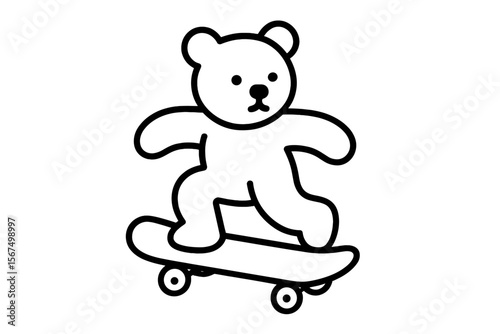 Bear performs tricks on skateboard in playful urban setting during sunny afternoon