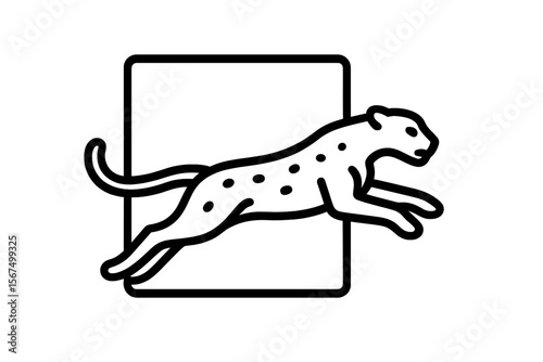 Leaping cheetah logo design capturing speed and agility in a minimalist style suitable for various branding applications