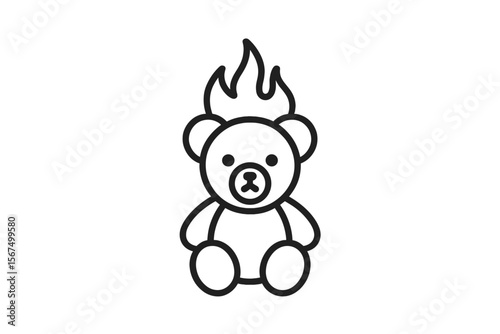 Unique cartoon bear with flames for a playful and vibrant design concept in modern art style