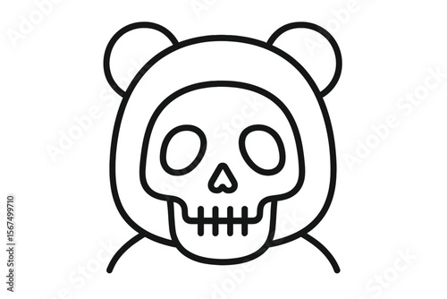 Creative illustration of a panda skull design with simple lines showcasing a blend of nature and art during daylight