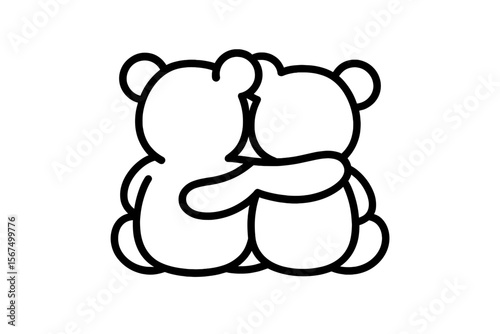 Two cute teddy bears hugging each other against a plain white background showcasing friendship and affection