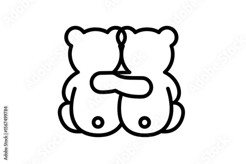 Two cartoon bears embracing each other in a playful and whimsical design capturing affection and friendship