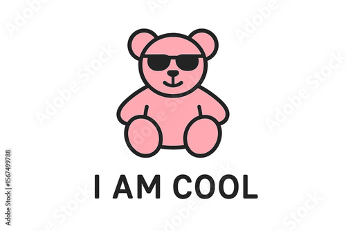 Cute bear wearing sunglasses exudes confidence with playful message about being cool