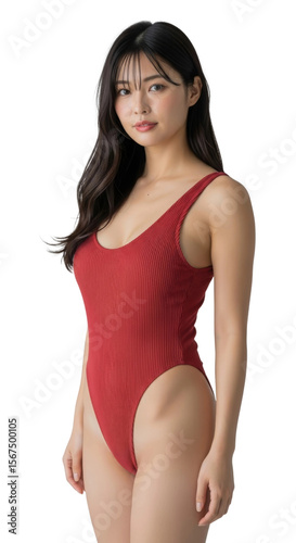 High-Resolution Red One-Piece Swimsuit, Isolated on a Transparent Background PNG, Perfect for Fashion Design and Digital Art Projects