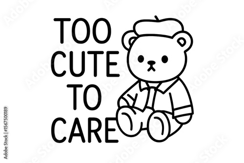 Cute bear character promoting self-care with playful message about cuteness and joy
