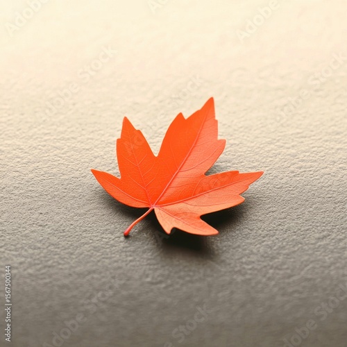 Vibrant Orange Maple Leaf on a Soft Neutral Background