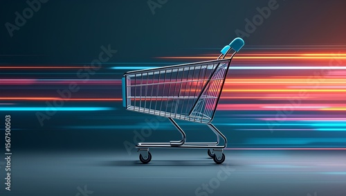 a futuristic image of a shopping cart in motion