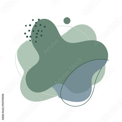 Abstract green and blue fluid shapes, minimalist design element.