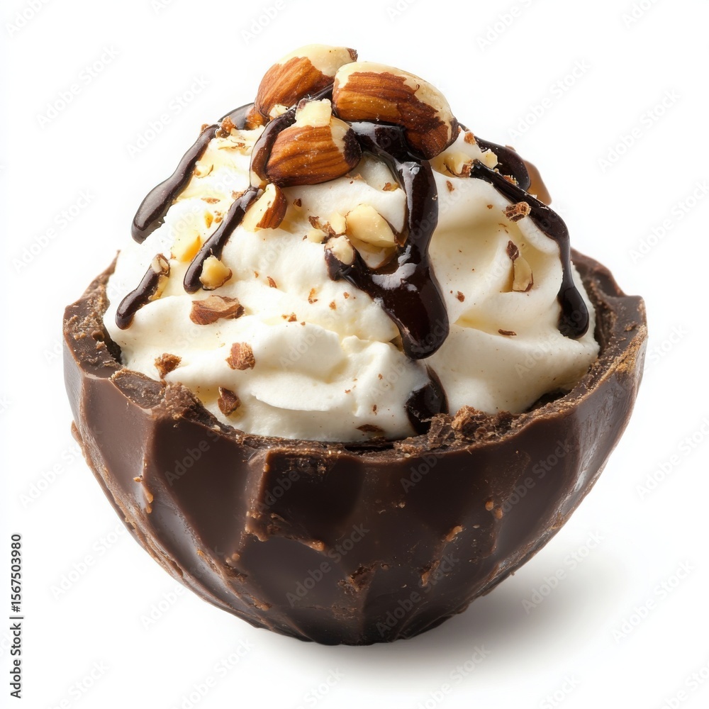 Fototapeta premium A different delicious whipped cream dessert served in a small