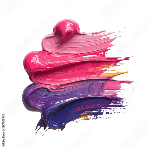 Abstract Paint Smear – Colorful Textured Brush Stroke with Pink, Red, and Purple Hues on White Background