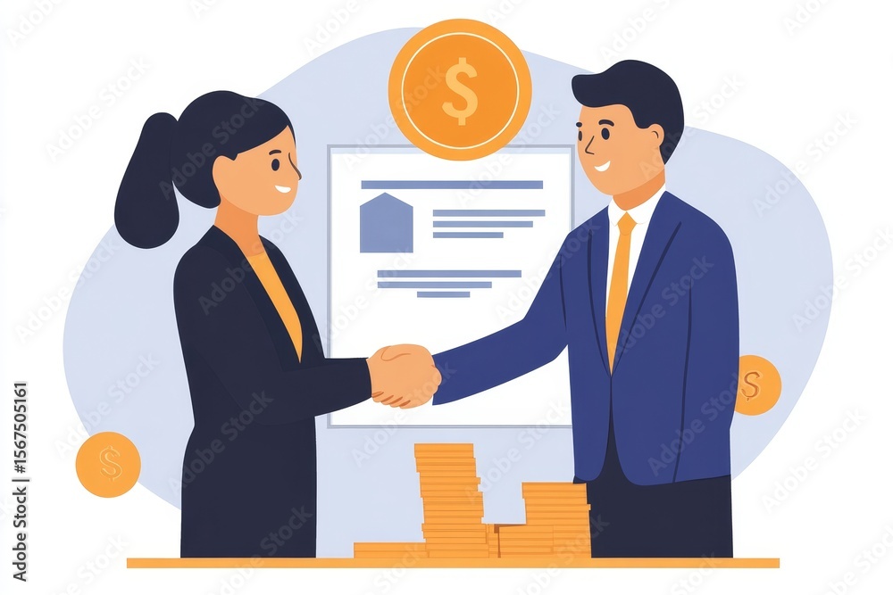 Obraz premium Client and banker shaking hands after finalizing the business investment budget, Generative AI