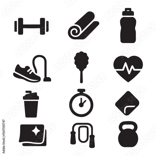 A set of medical web icons: vector illustrations of health symbols for internet business design