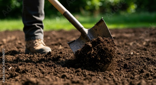 Person digging soil with a shovel