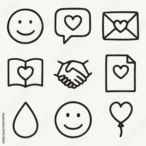 This collection features a set of heart vector icons, perfect for illustrating love and Valentine's Day designs