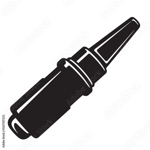 Black and white illustration of a soldering iron tip isolated on a white background