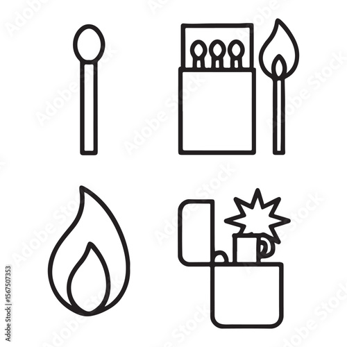 Vector set of fire, oil, and gas industry icons, symbols, and design elements