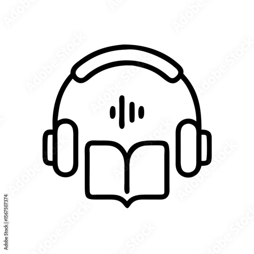 Headphones with open book symbolizing audio learning  