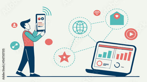 vector illustration of a mobile phone with icons