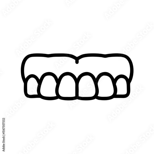 Outline illustration of a jawbone with teeth in simple style  