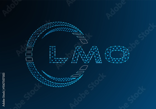 LMO low poly letter logo vector design. LMO lower poly logo design. Low poly logo.