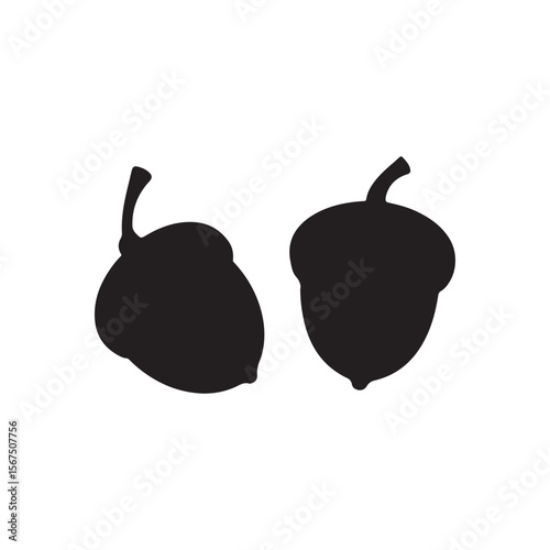 Two acorn silhouette vector illustration design on white background