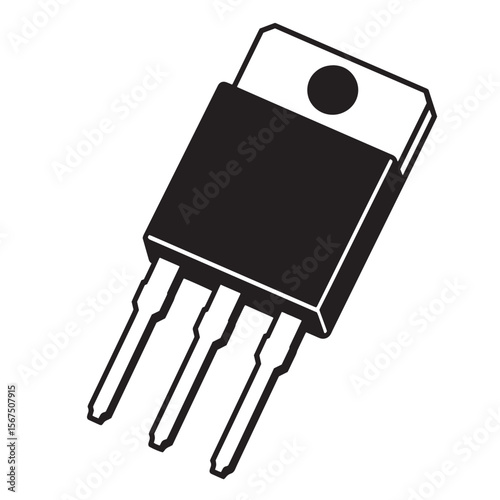 Black and white silhouette of a to 220 electronic component on white background