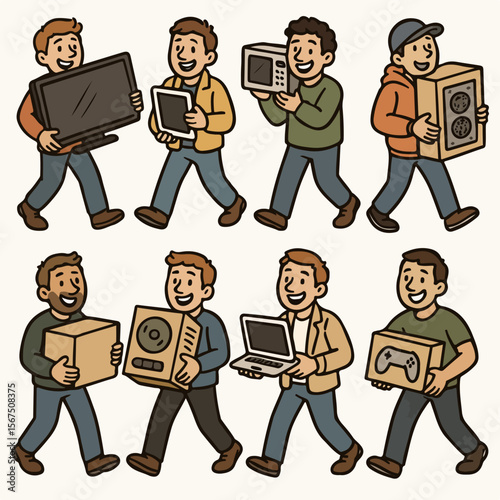 Men Carrying Appliances and Electronics for Delivery Service