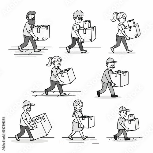 People carrying boxes moving delivery logistics service