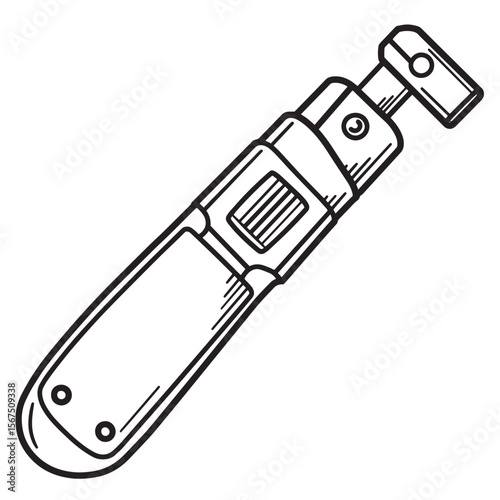 Hand drawn illustration of a ratchet wrench tool for construction and repair work