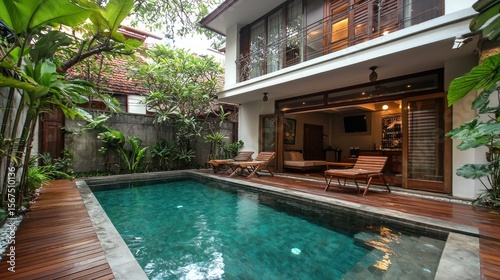 Wallpaper Mural Tropical oasis with pool and deck Torontodigital.ca