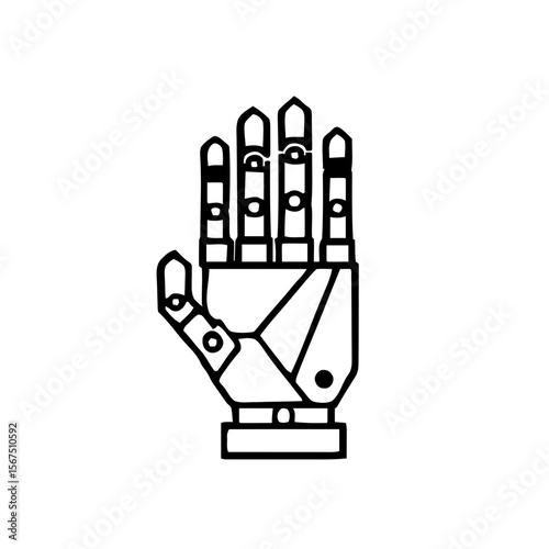 Robotic Hand Icon for Cybernetics and AI Technology. (AI Generated)