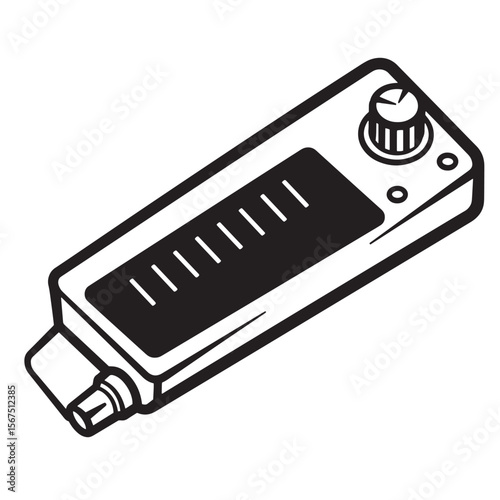 Simple black and white flat vector illustration of a harmonica musical instrument for music concepts