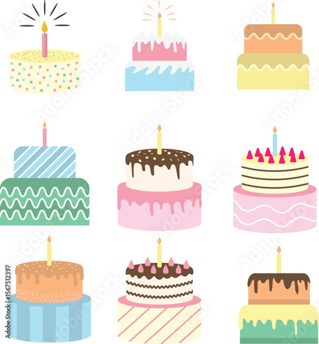 Set of Birthday Cake for Decoration